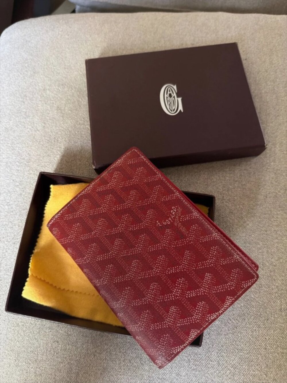 Goyard Bifold Wallet Burgundy Goyardine Box & Booklet